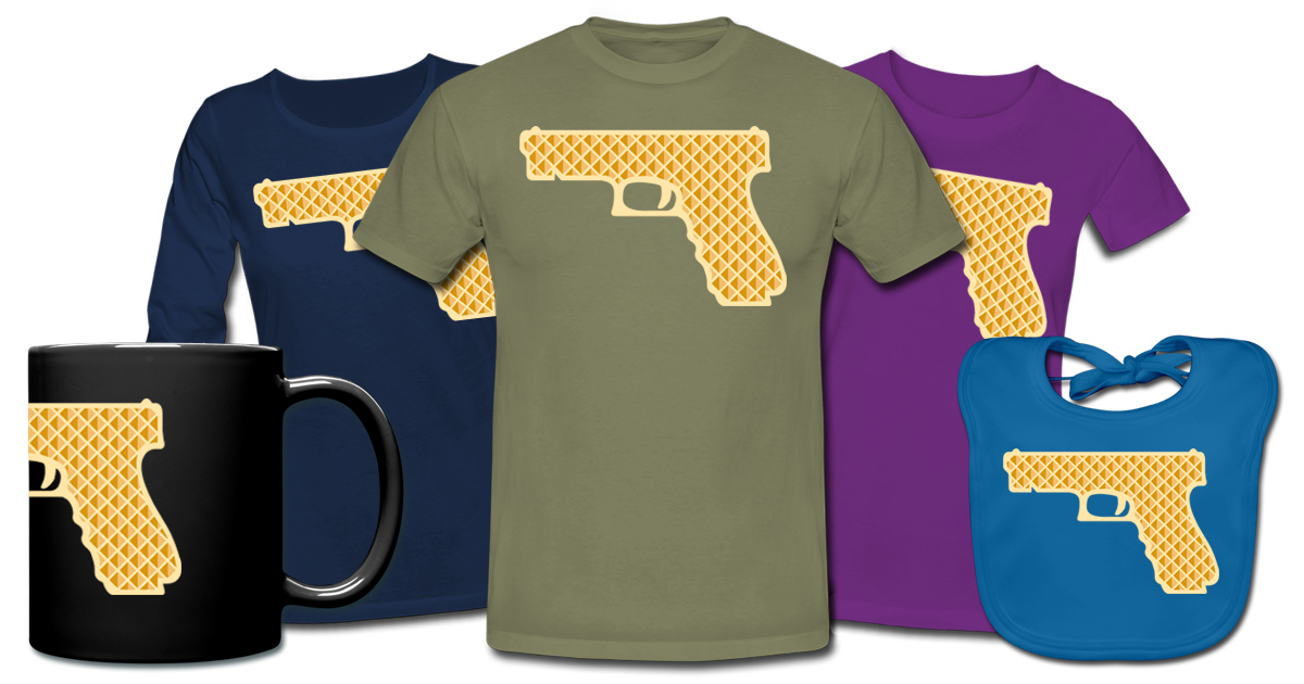 Fun Shirt, Design, Wortspiel, Waffe, Schusswaffe, Pistole, gun, Waffel, lecker, schießen